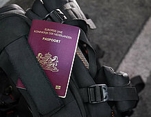 Netherlands,Passport,On,A,Black,Suitcase,Travel,Bag,-,Dutch